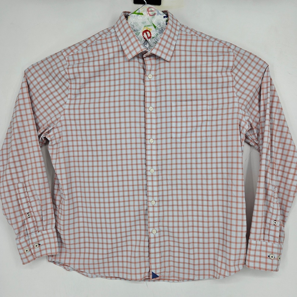 UNTUCKit Shirt Mens Large Button Up‎ Long Sleeve Casual Check Orange Blue